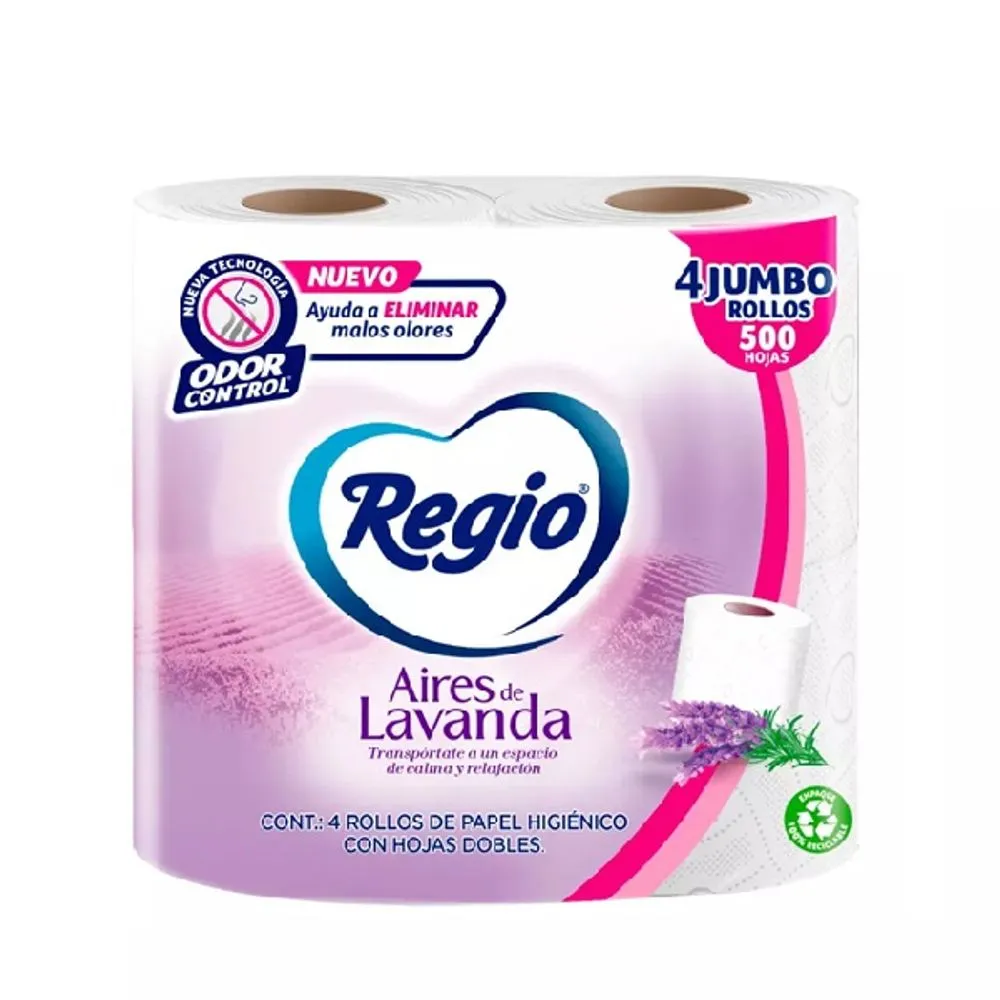REGIO LAVANDA 4 ROLLOS 200 HOJAS