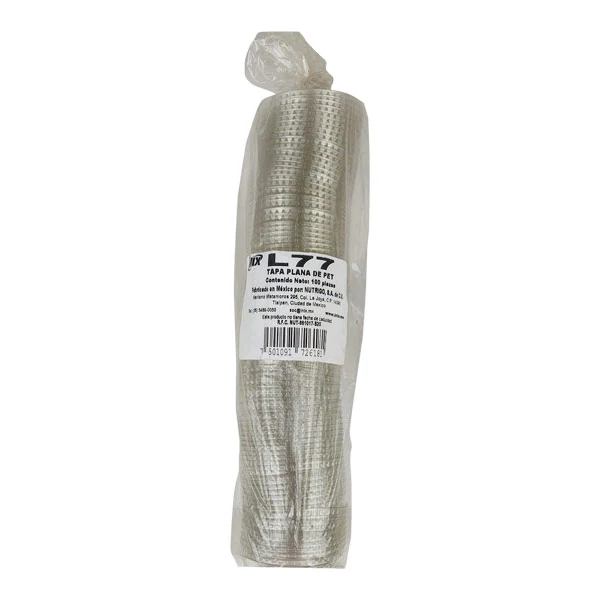  TAPA PLANA DE PET/T, DIÁM.  DE 7.8 CM, PARA VASO DE 7,  10, 12 OZ. 1000 PZAS INIX