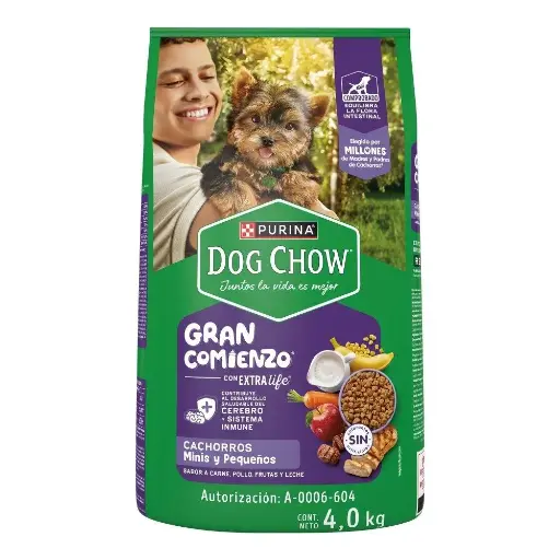 [DOG561] DOG CHOW CACHORROS MINIS Y PEQUEÑOS POLLO FRUTAS Y LECHE 500G